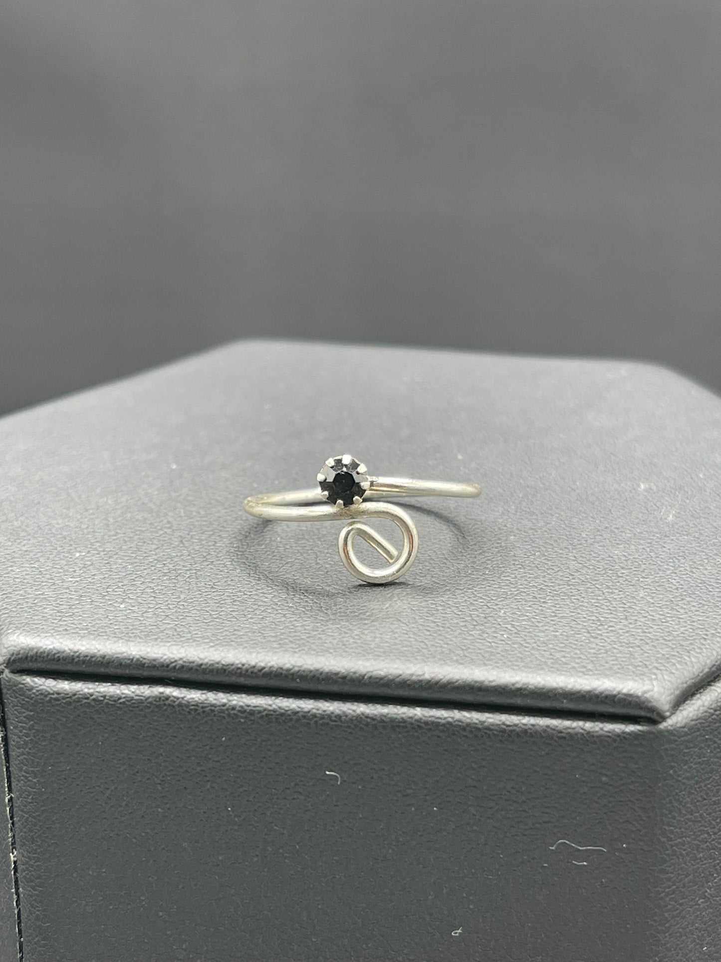 Midnight Sapphire Sterling Silver Adjustable Ring (Size 7-11)