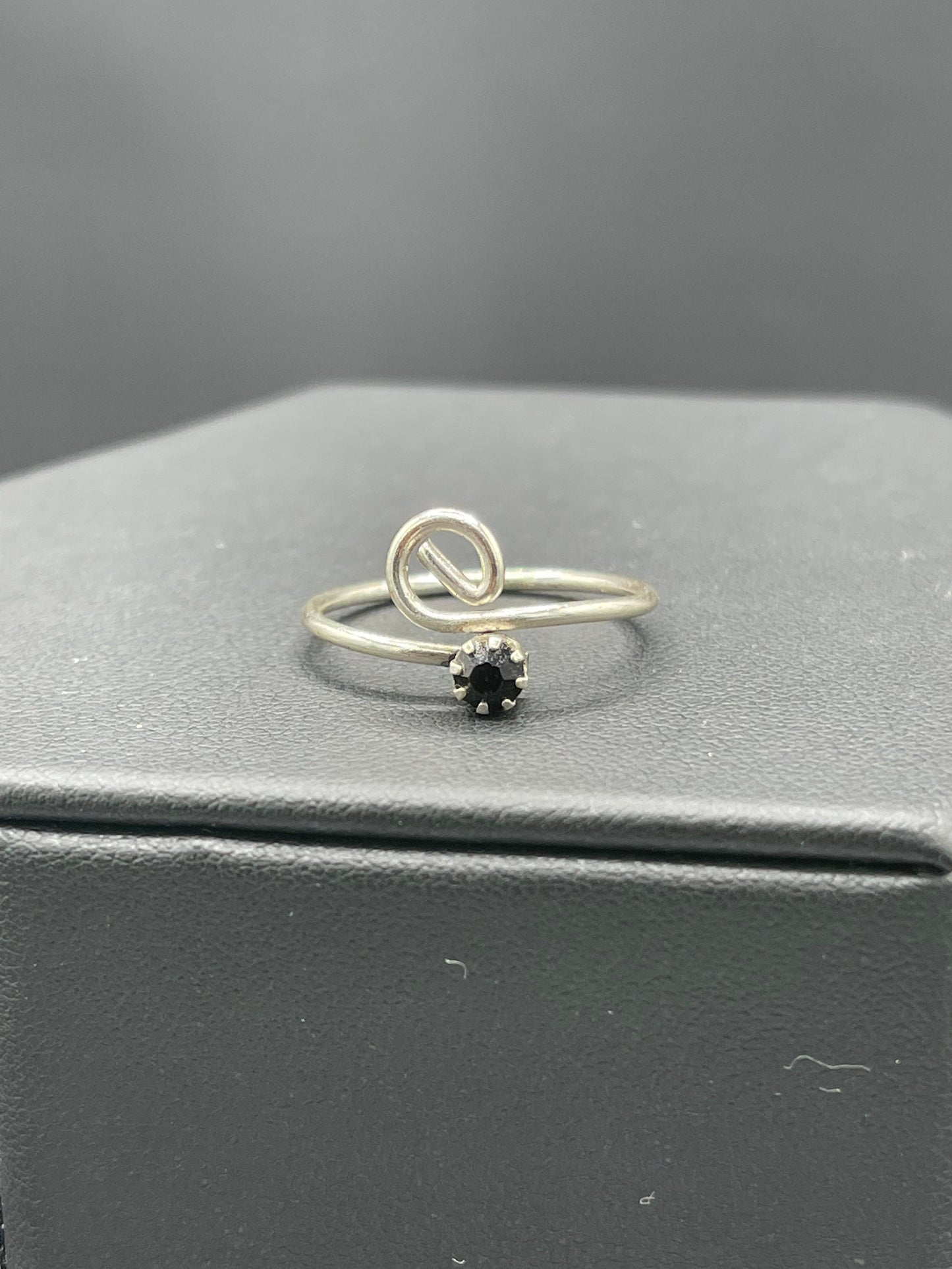 Midnight Sapphire Sterling Silver Adjustable Ring (Size 7-11)