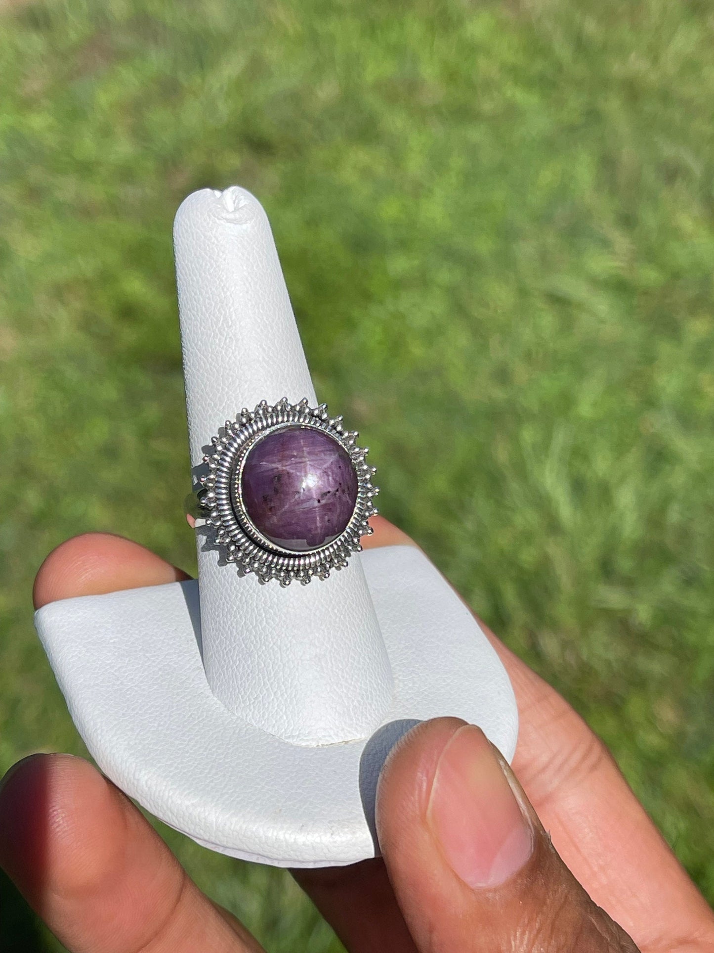 Natural Star Ruby Bezel Set Ring (Size 8)