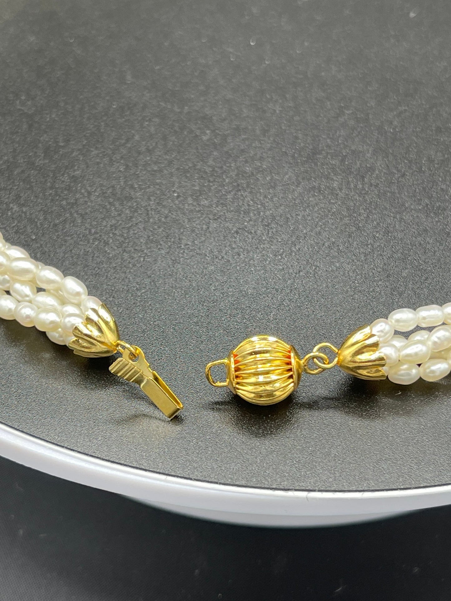 Five Strand Freshwater Pearl Vermeil Clasp Necklace