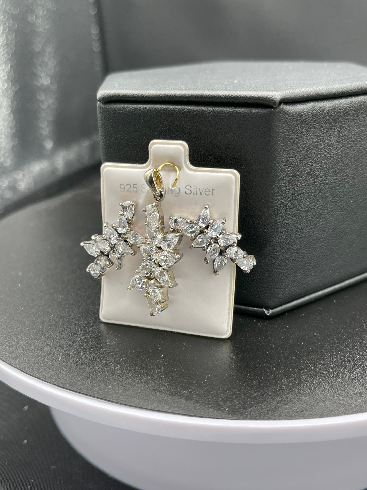 Marquise Cut Cubic Zirconia Sterling Silver Pendant & Earring Set