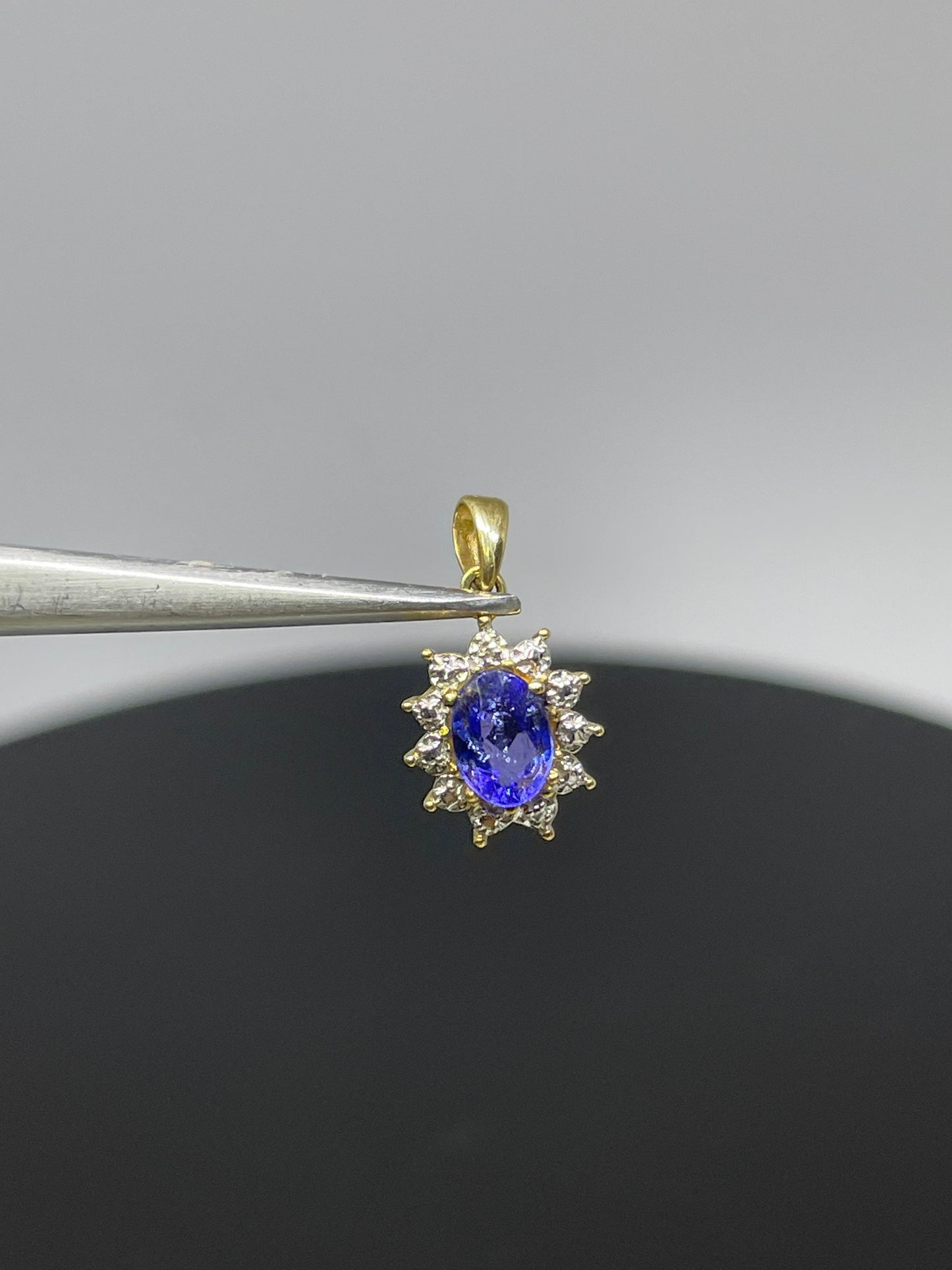 Natural Tanzanite & Diamond 14k Yellow Gold Pendant