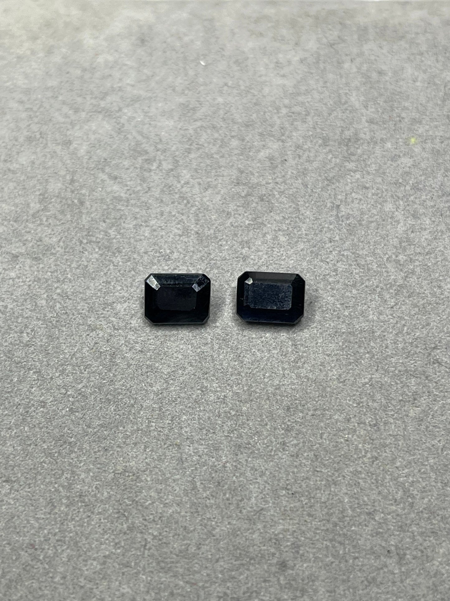 Natural Unheated Midnight Sapphire Emerald Cut 8x6 Loose Gemstones (Matching Pair Per Order 4 Carats Total Weight)