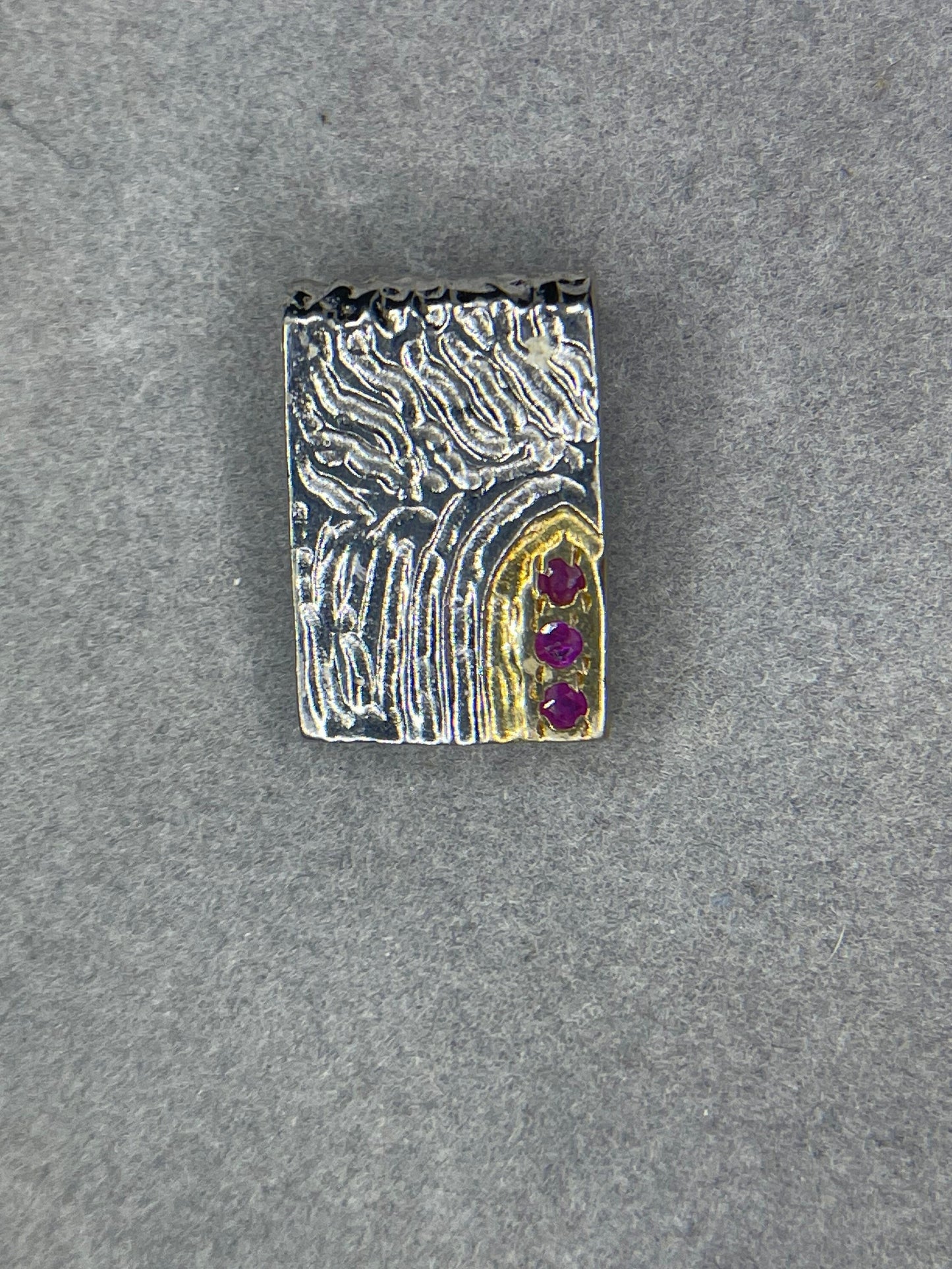 Natural Ruby 18K Gold & Sterling Silver Handmade Designer Slide Pendant