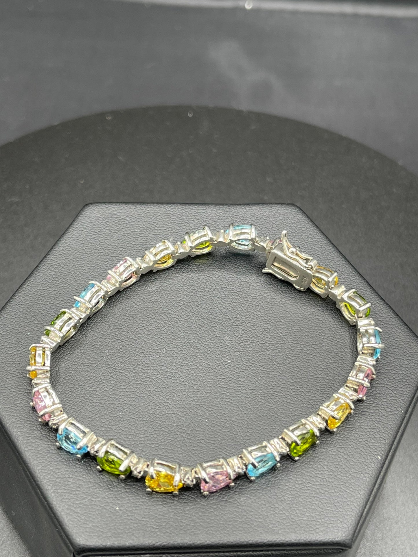Semi Precious Pear Cut Sterling Silver Bracelet
