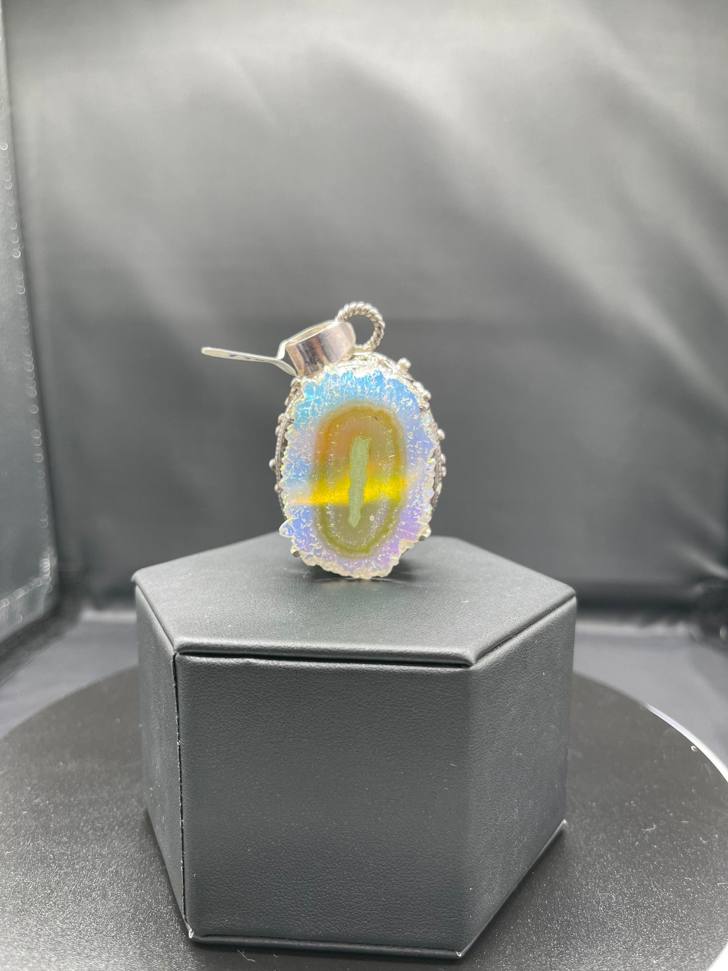 Druzy Quartz Color Shifting Sterling Silver Pendant
