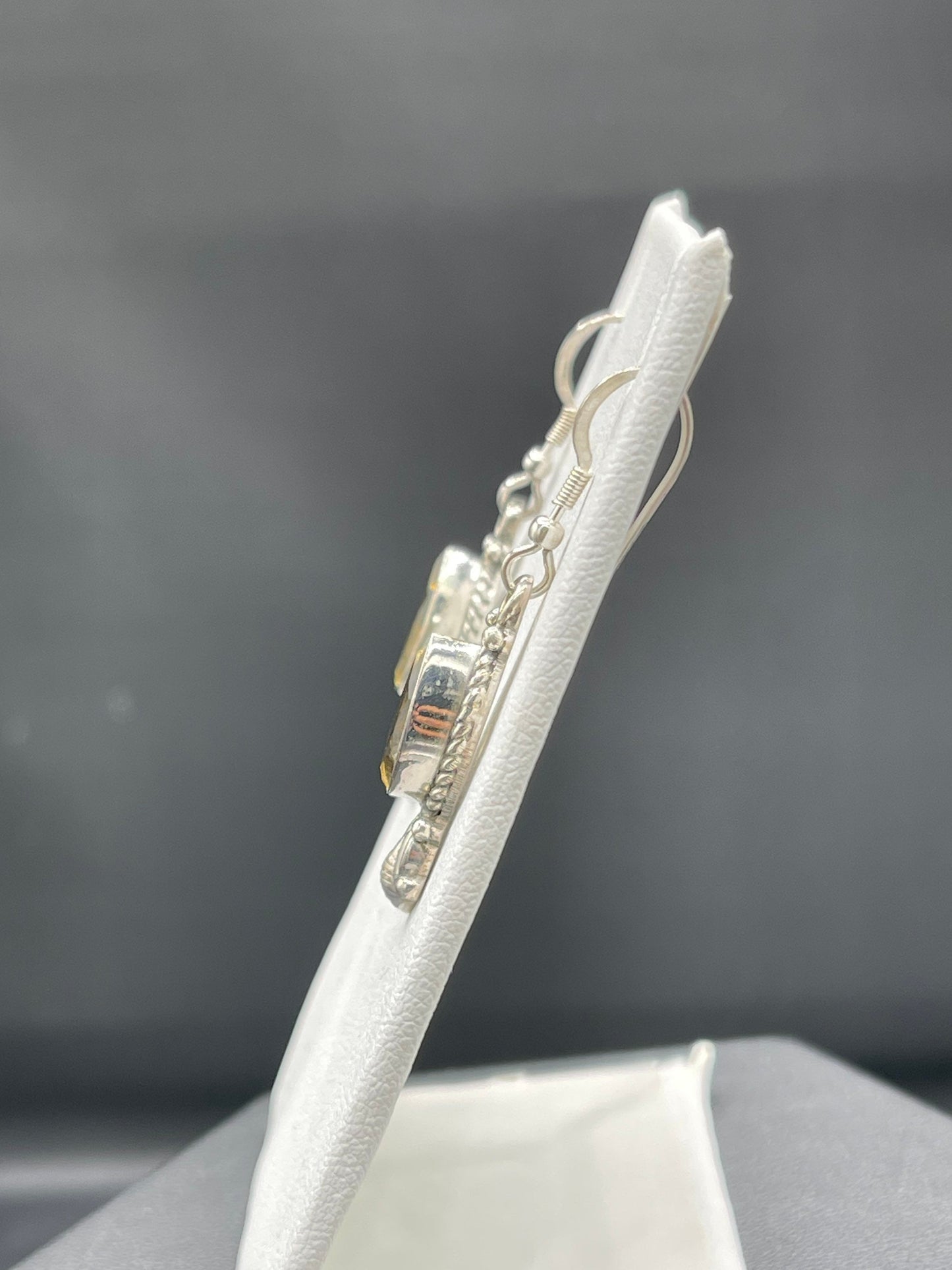 Handmade Citrine Marquise Cut Sterling Silver Dangle Earrings