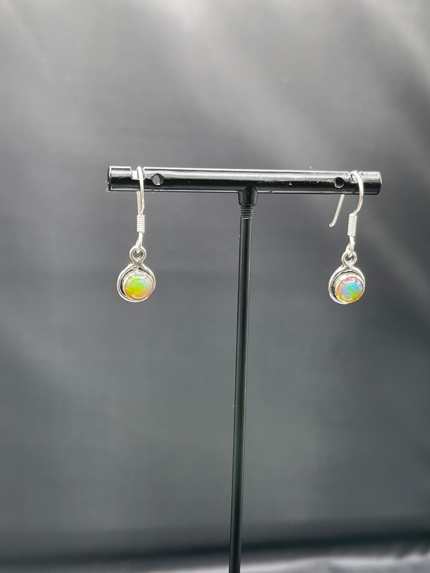 Natural Ethiopian Opal Sterling Silver Dangle Earrings