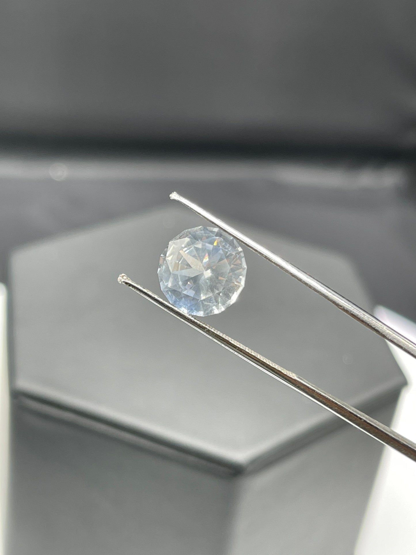 5.66 Natural GIA Certified Round Brilliant White (Very Light Blue) Sapphire