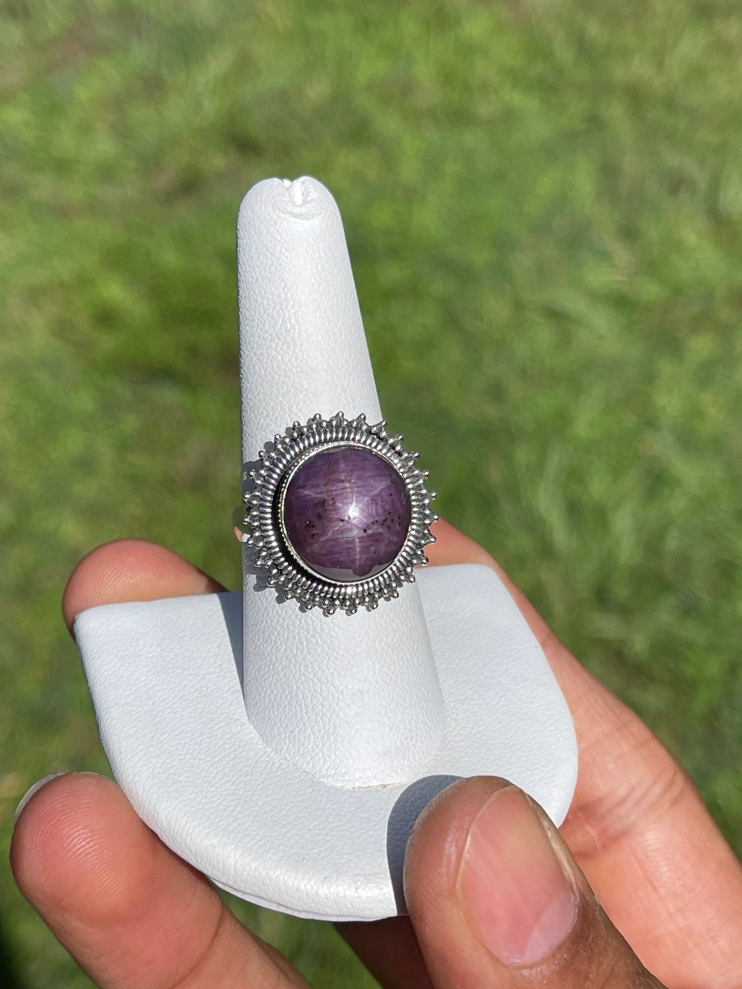 Natural Star Ruby Bezel Set Ring (Size 8)