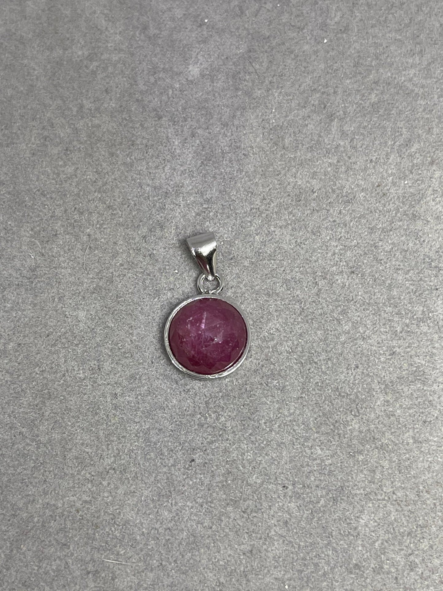Natural Untreated Ruby Sterling Silver Pendant