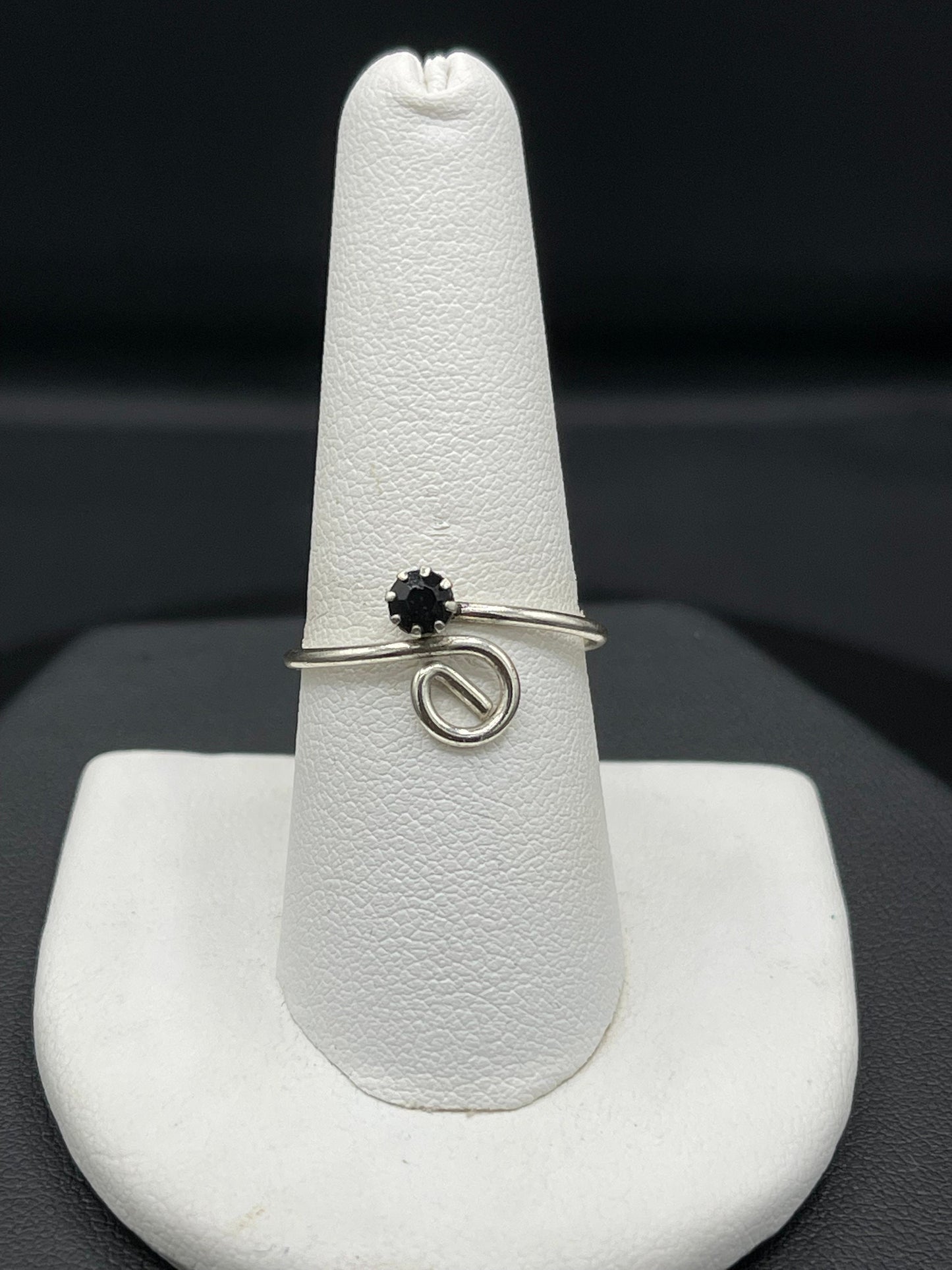 Midnight Sapphire Sterling Silver Adjustable Ring (Size 7-11)