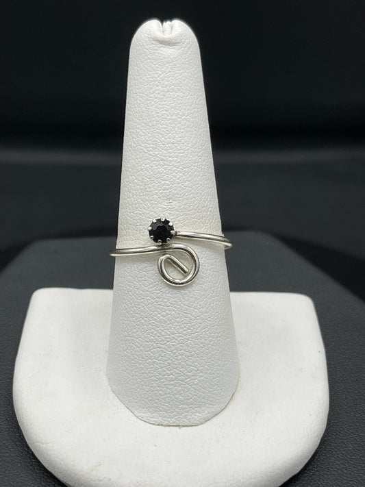 Midnight Sapphire Sterling Silver Adjustable Ring (Size 7-11)