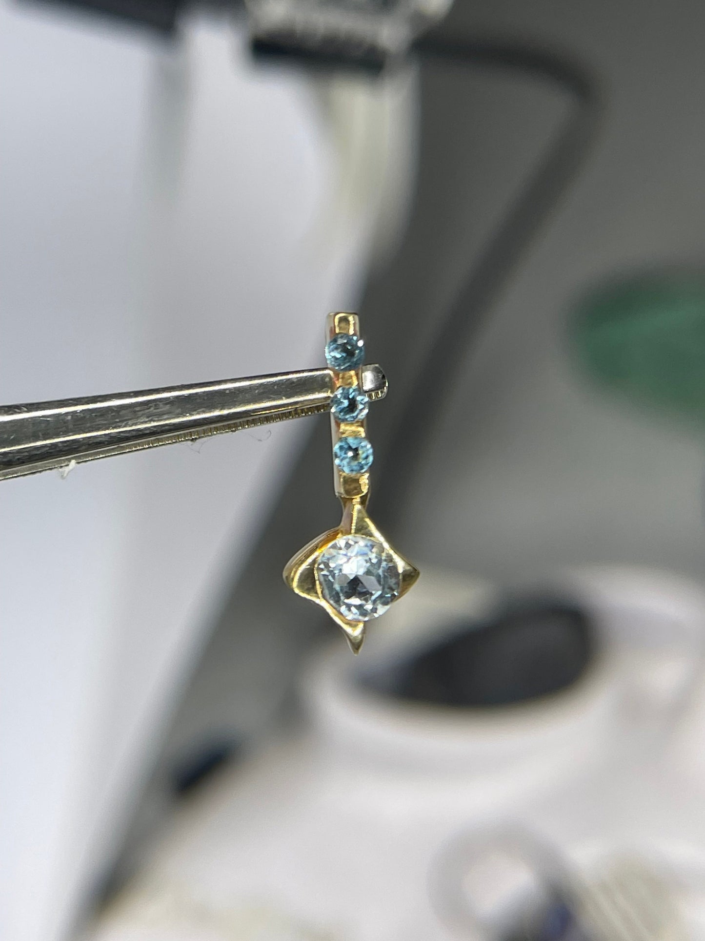 Blue Topaz Slide 14K Yellow Gold Pendant
