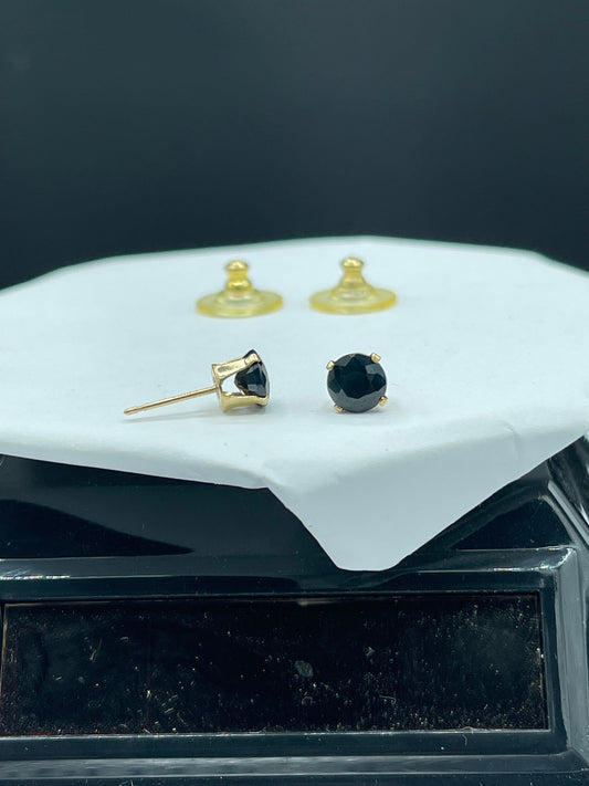 Midnight Sapphire 14K Yellow Gold Stud Earrings