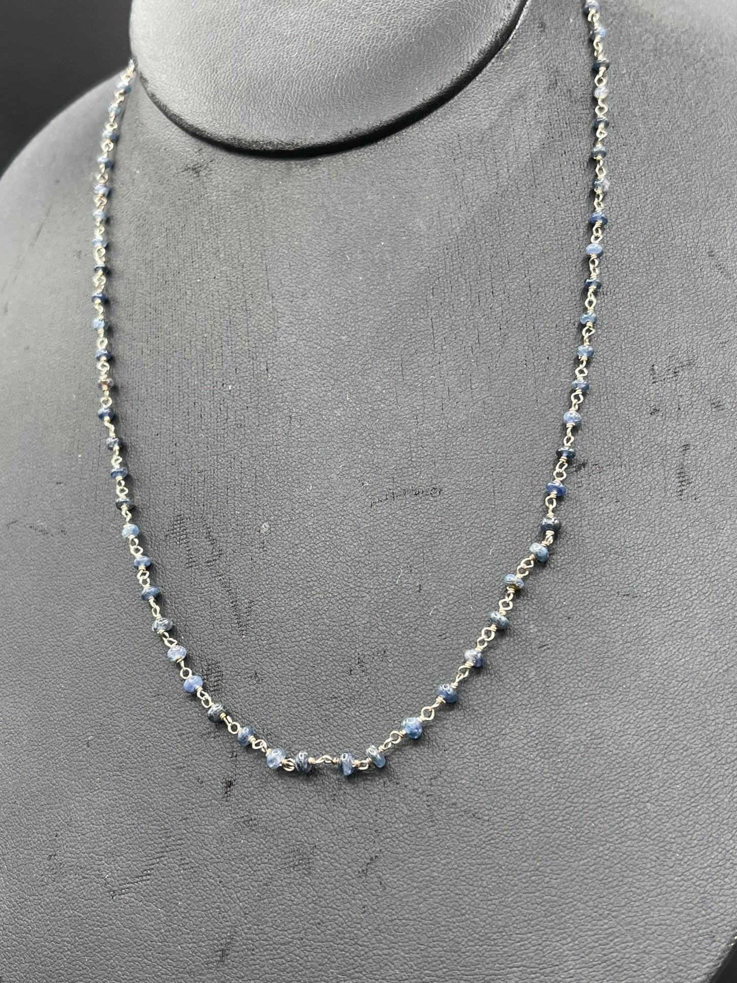 Natural Sapphire Wire-Wrapped Sterling Silver Necklace