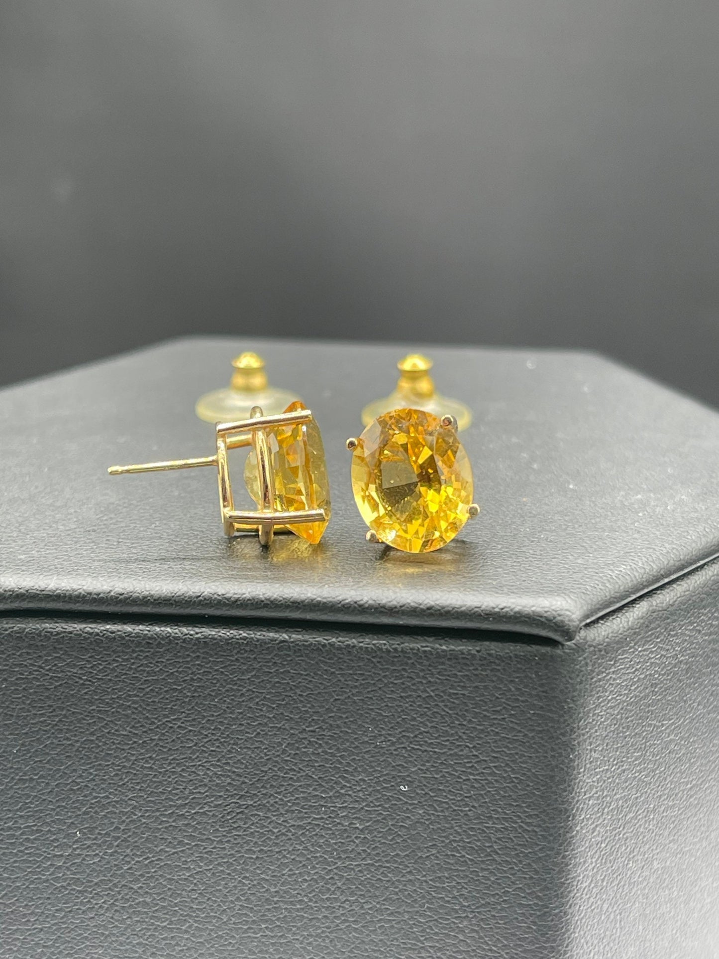 8.70 Carat Natural Citrine 14k Yellow Gold Stud Earrings