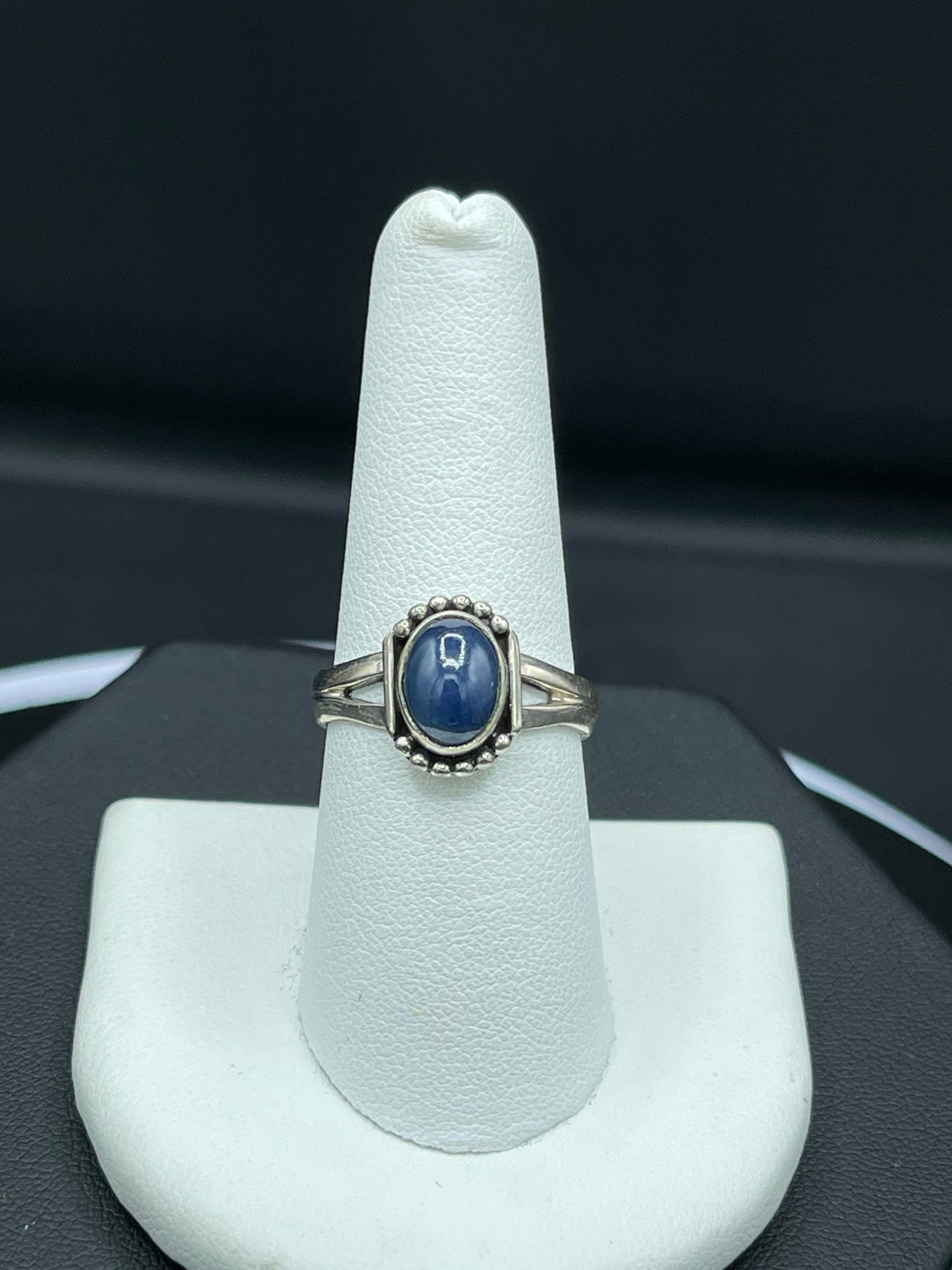 Natural Lapis Lazuli Sterling Silver Ring (Size 8.5)