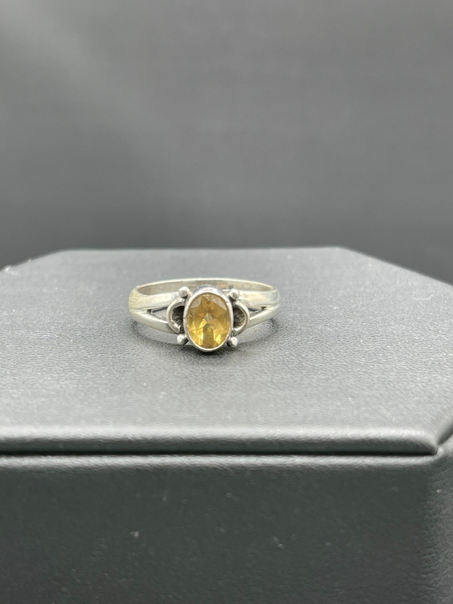 Natural Citrine Sterling Silver Ring (Size 8.75)