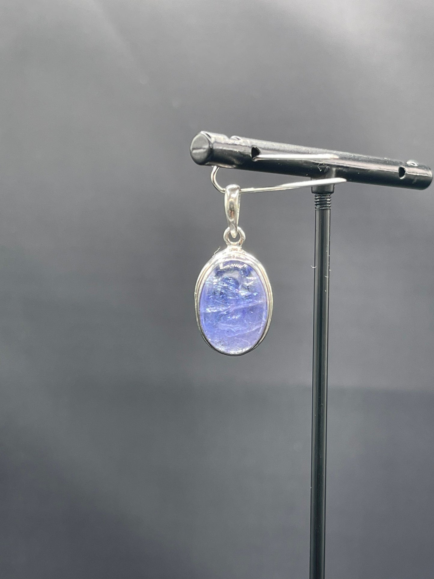 Natural Tanzanite Cabochon Sterling Silver Pendant