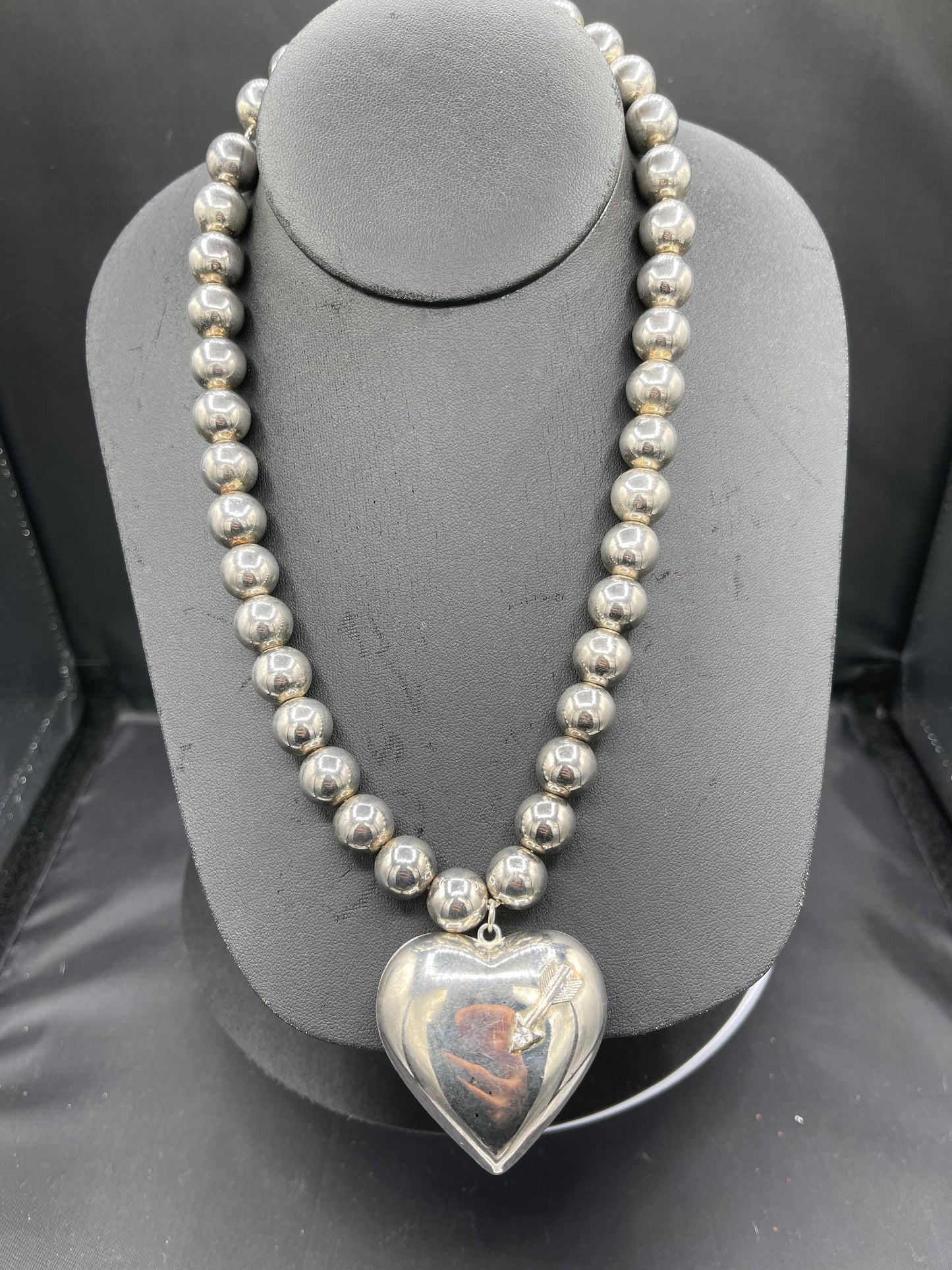 Handmade Heart Sterling Silver Beaded Hand Strung Necklace