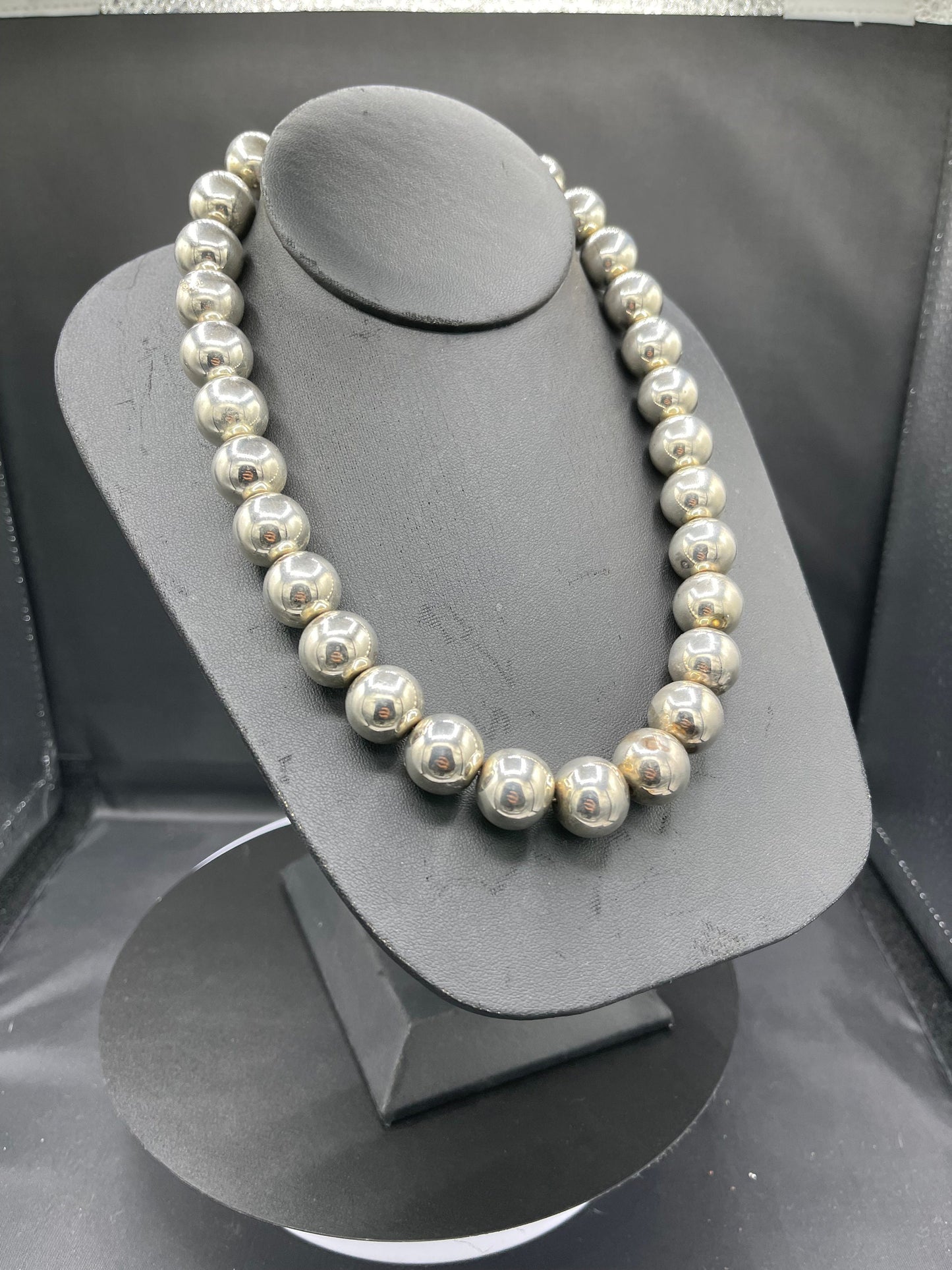 15MM Sterling Silver Beaded Handmade Choker Necklace